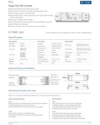 CONTROLADOR TENSION CONSTANTE V1-L   12-48V PULSADOR & RF